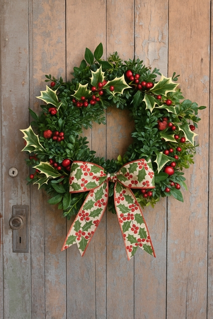 Holly & Berries Fresh Wreath